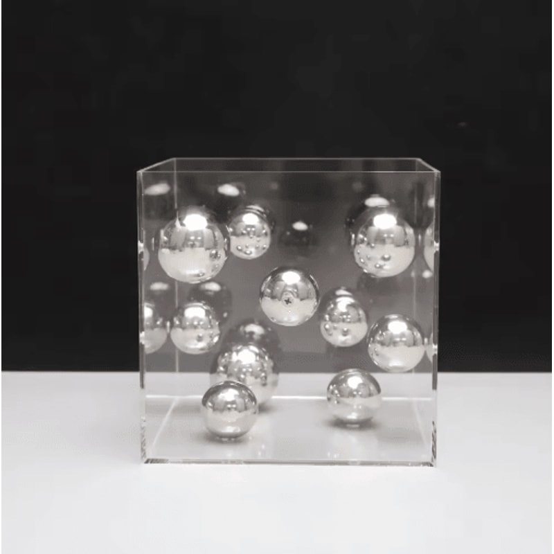 Geometric Metal Ball Sculpture In Acrylic Display Box Modern Minimalist Desk Decor 8
