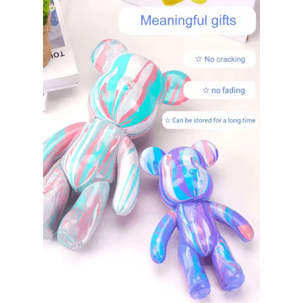 DIY Fluid Bear Sculpture Set Graffiti Paint Bear Art Decor Creative Kit 5
