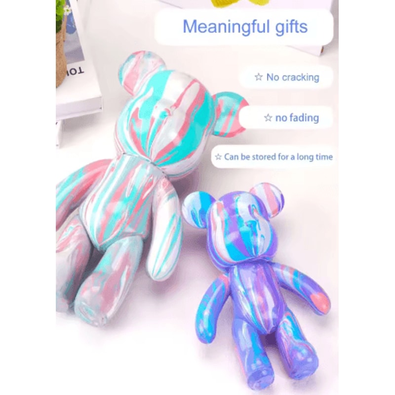 DIY Fluid Bear Sculpture Set Graffiti Paint Bear Art Decor Creative Kit 5