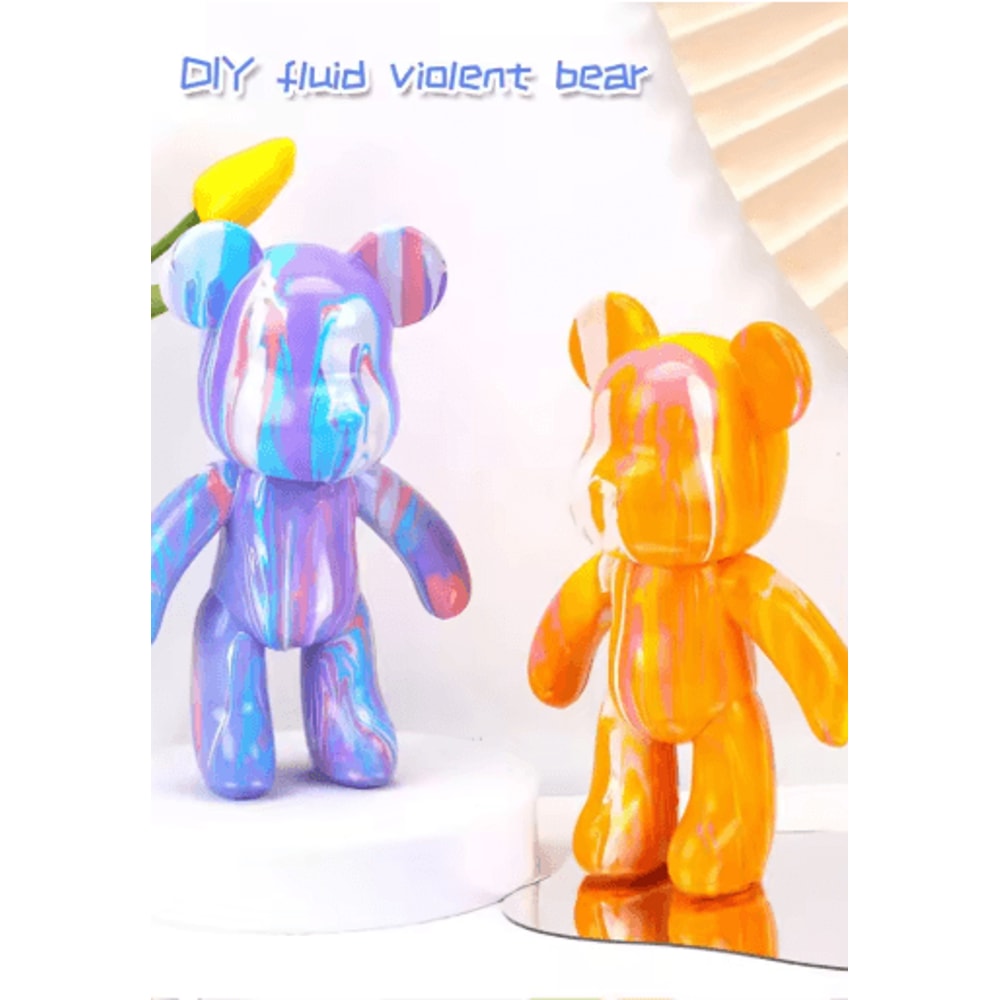 DIY Fluid Bear Sculpture Set Graffiti Paint Bear Art Decor Creative Kit 6
