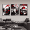 Vintage Japanese Landscape Wall Art Set Black Red Oriental Canvas Prints 3PCS 0