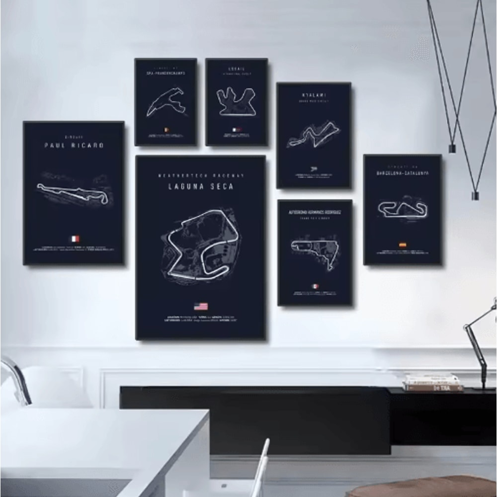 F1 Circuit Wall Art Set Nurburgring Monza Silverstone Race Track Canvas Prints 28
