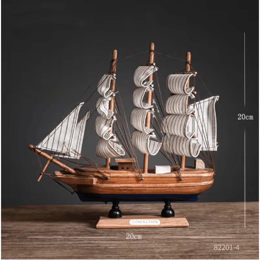 Mediterranean Wooden Sailboat Model Nautical Coastal Home Decor Accent 10