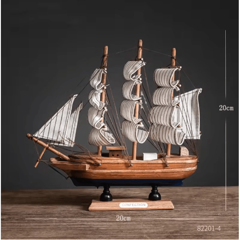 Mediterranean Wooden Sailboat Model Nautical Coastal Home Decor Accent 10