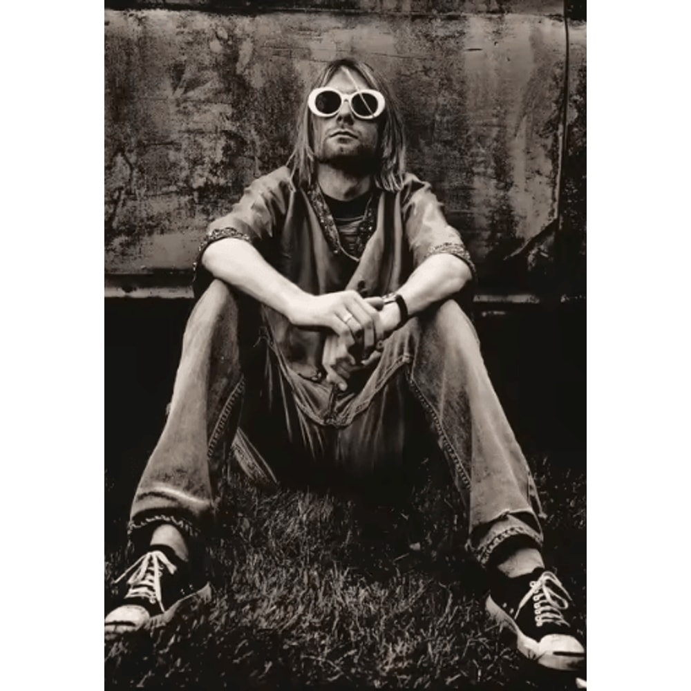 Kurt Cobain Black White Poster Retro Rock Music Wall Art Canvas Print 1