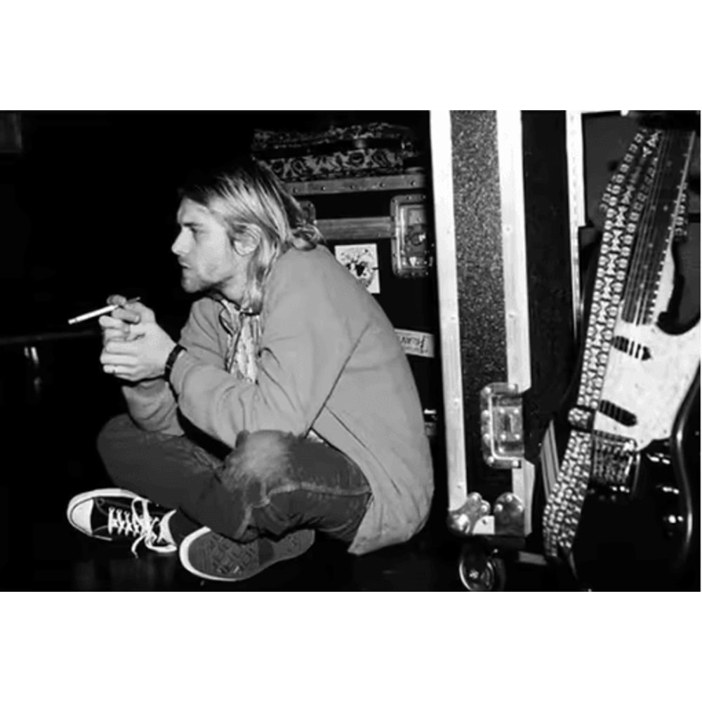Kurt Cobain Black White Poster Retro Rock Music Wall Art Canvas Print 12