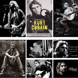kurt cobain black & white poster retro rock music wall art canvas print