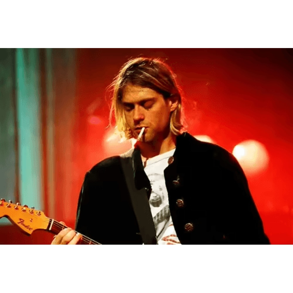 Kurt Cobain Black White Poster Retro Rock Music Wall Art Canvas Print 2