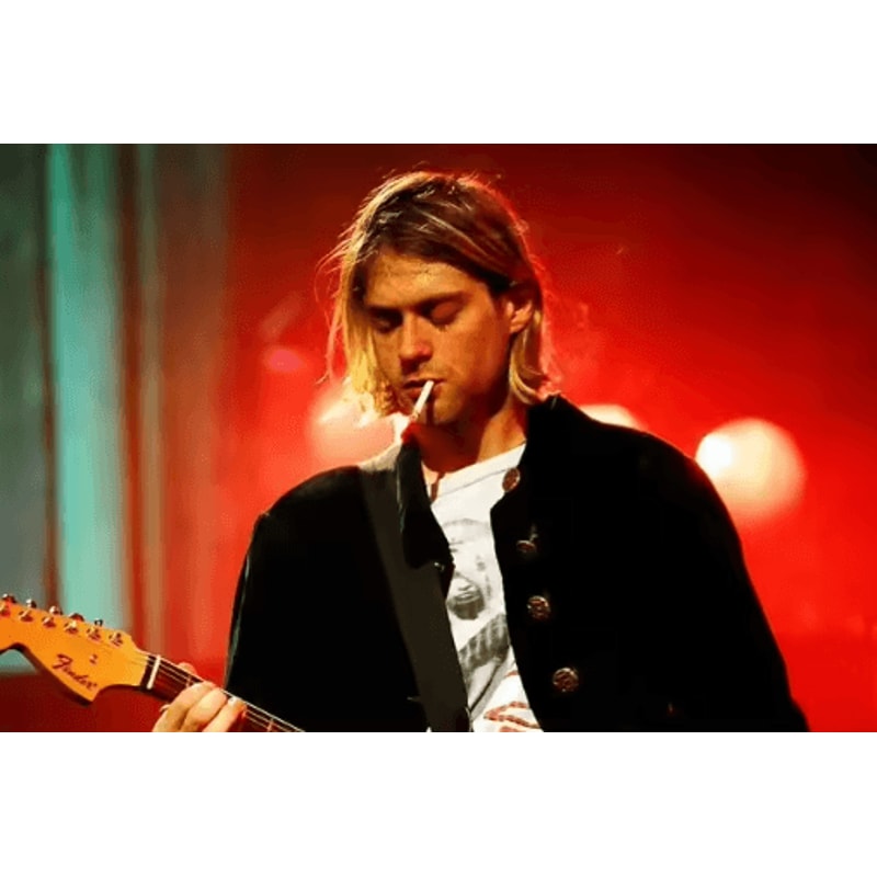 Kurt Cobain Black White Poster Retro Rock Music Wall Art Canvas Print 2