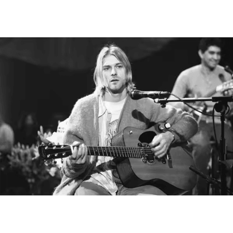 Kurt Cobain Black White Poster Retro Rock Music Wall Art Canvas Print 3