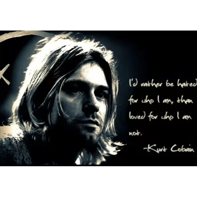 Kurt Cobain Black White Poster Retro Rock Music Wall Art Canvas Print 7