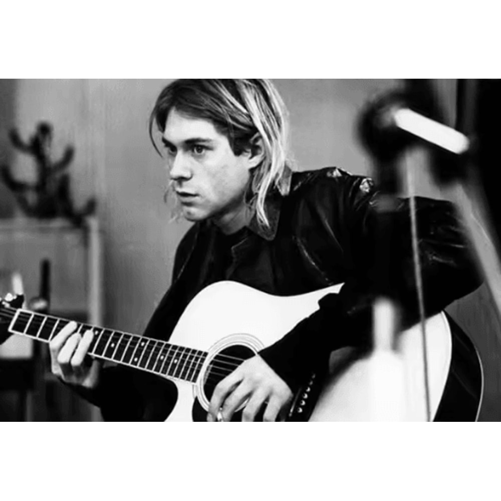 Kurt Cobain Black White Poster Retro Rock Music Wall Art Canvas Print 8