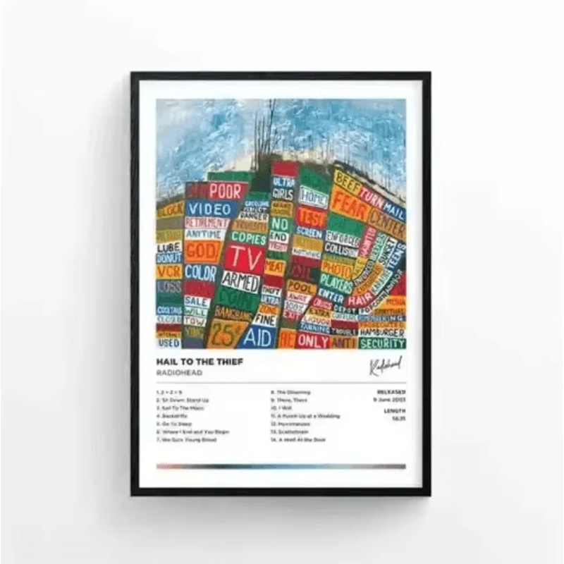 Radiohead The Bends Album Cover Poster Retro Rock Music Wall Art Canvas 11