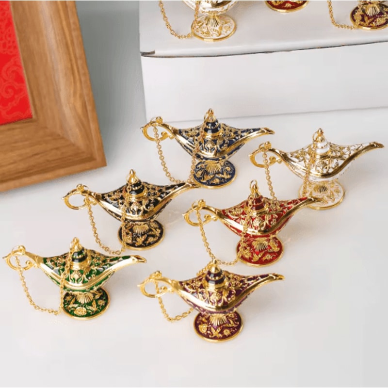 Vintage Aladdin Genie Lamp Ornament European Metal Antique Home Decor 0