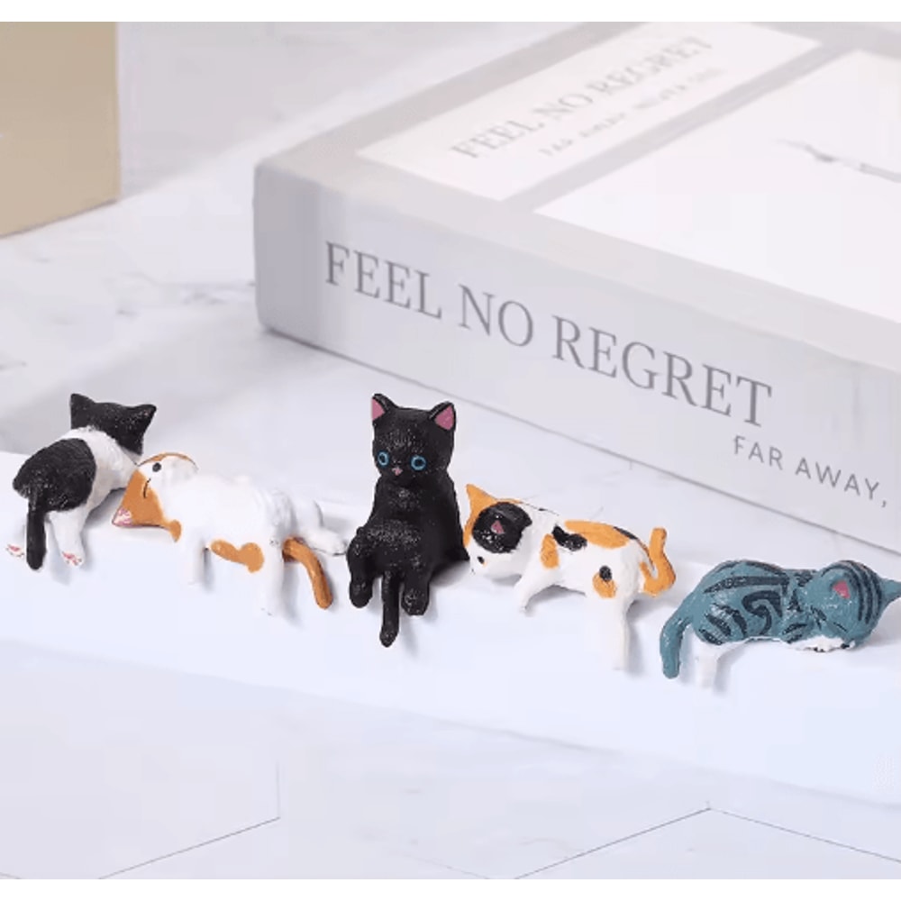 Kawaii Cat Monitor Toppers Set Cute Desk Decor Screen Edge Figurines 5 Pack 1