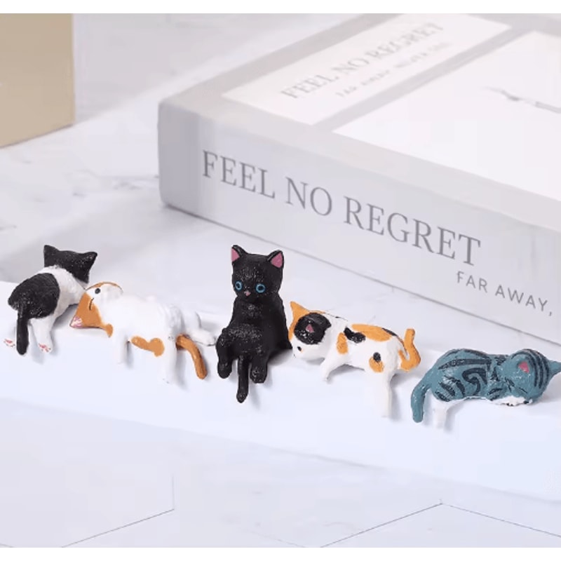 Kawaii Cat Monitor Toppers Set Cute Desk Decor Screen Edge Figurines 5 Pack 1