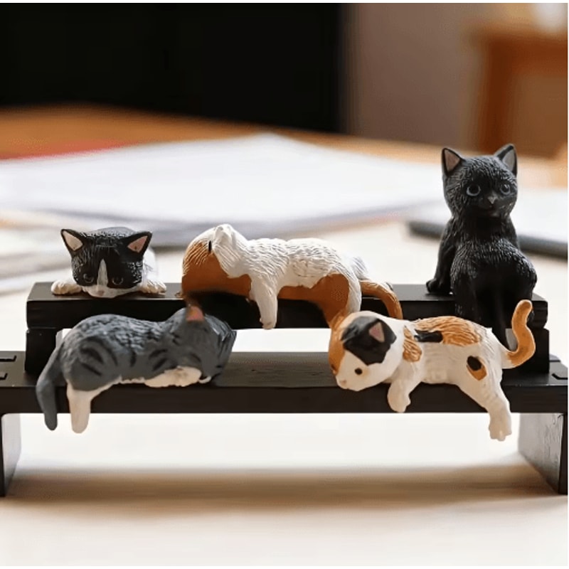 Kawaii Cat Monitor Toppers Set Cute Desk Decor Screen Edge Figurines 5 Pack 5
