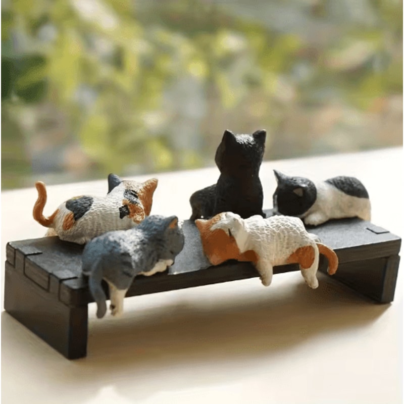 Kawaii Cat Monitor Toppers Set Cute Desk Decor Screen Edge Figurines 5 Pack 0