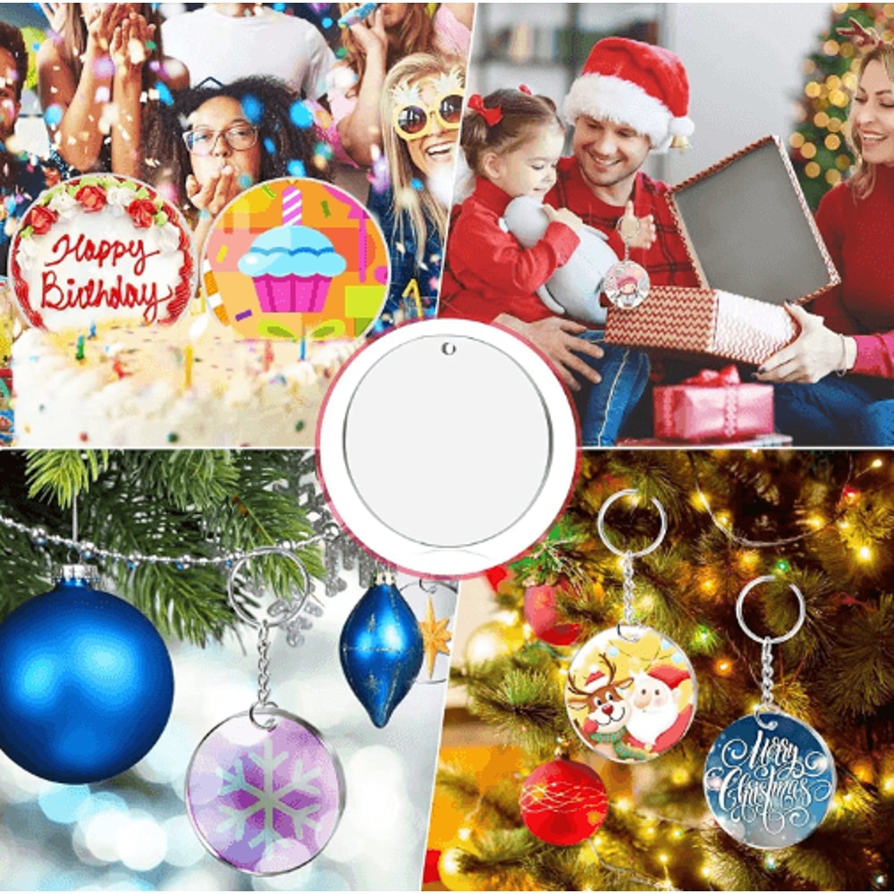 Clear Acrylic Ornament Blanks Round Disc For DIY Crafts Engraving Vinyl Projects 11