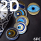 6PCS Wooden Coasters Set Evil Eye Decorative Heat Resistant Mug Mats 1