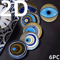 6PCS Wooden Coasters Set Evil Eye Decorative Heat Resistant Mug Mats 1