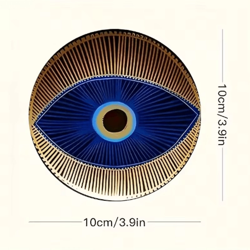 6PCS Wooden Coasters Set Evil Eye Decorative Heat Resistant Mug Mats 2