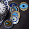6PCS Wooden Coasters Set Evil Eye Decorative Heat Resistant Mug Mats 0