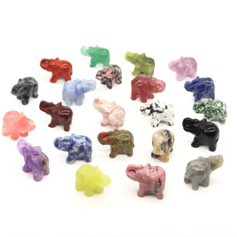 1 Amethyst Elephant Figurine Mini Crystal Animal Statue For Healing Decor 24