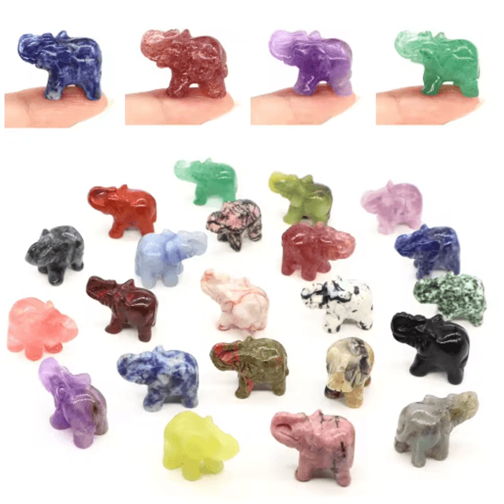 1 Amethyst Elephant Figurine Mini Crystal Animal Statue For Healing Decor 0