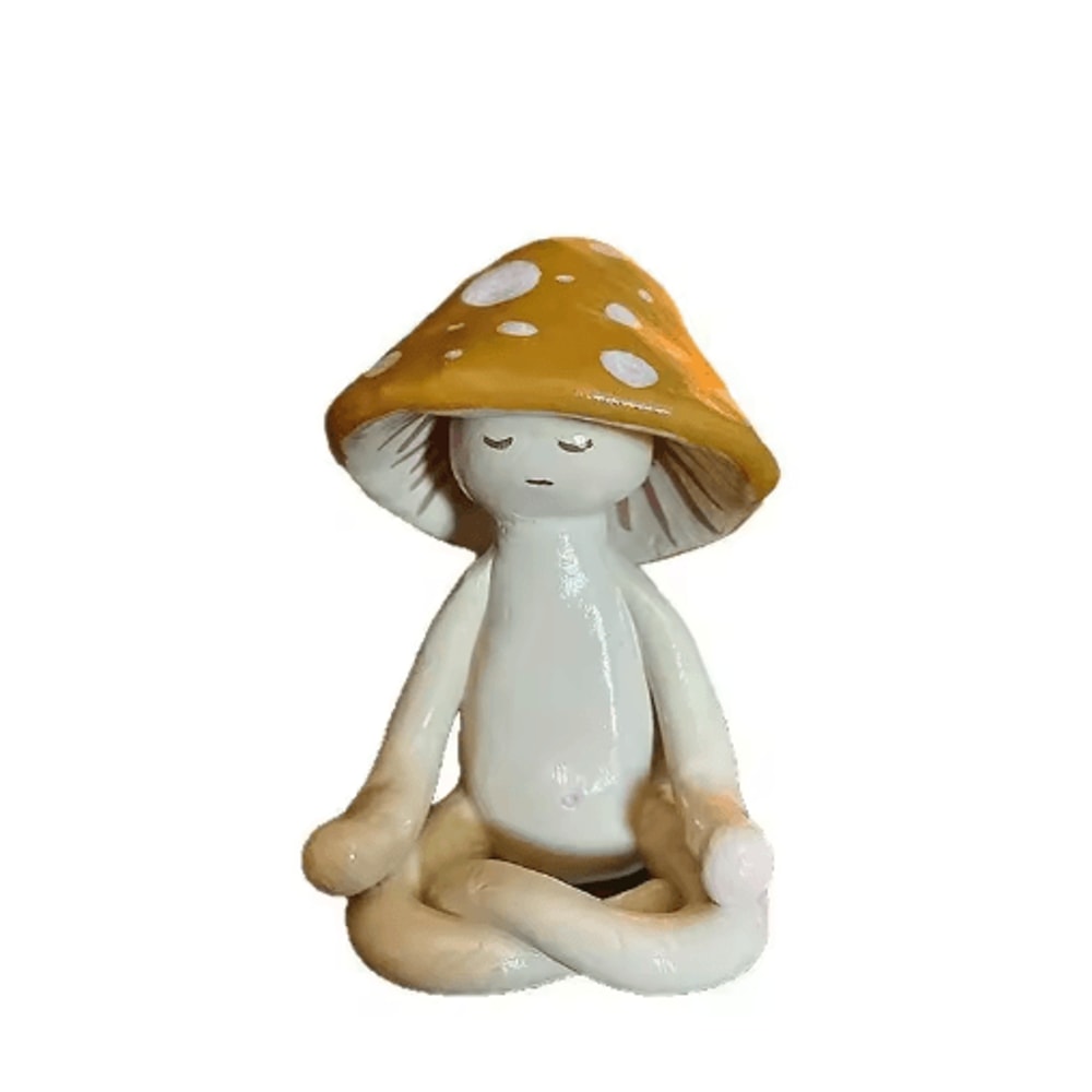 Cute Meditation Mushroom Decor Resin Yoga Figurine For Zen Home Accents 1