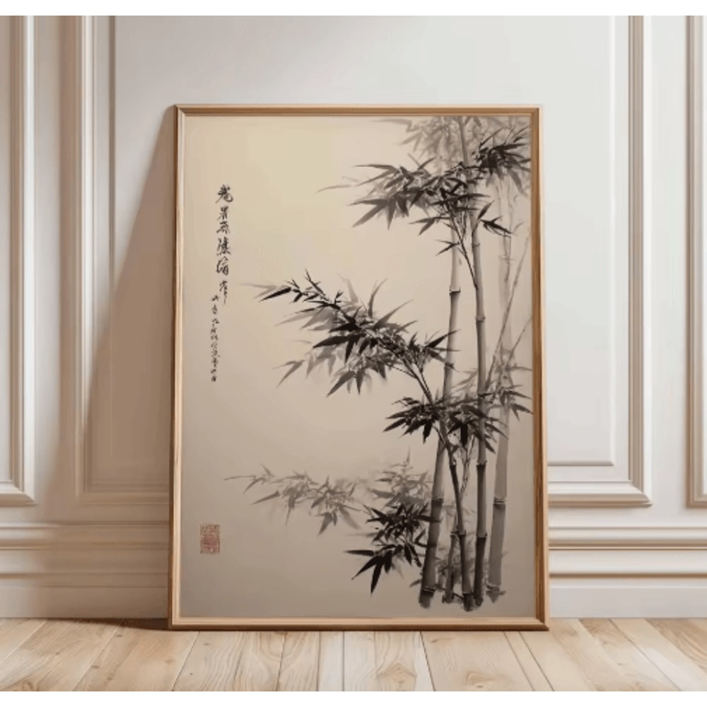 Frameless Japanese Pine Tree Wall Art Zen Nature Poster Print For Calm Interiors 10