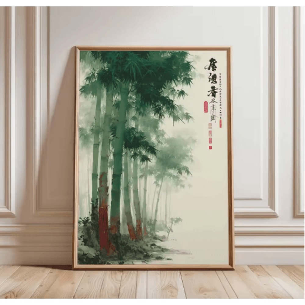 Frameless Japanese Pine Tree Wall Art Zen Nature Poster Print For Calm Interiors 12