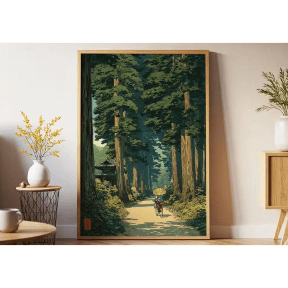 Frameless Japanese Pine Tree Wall Art Zen Nature Poster Print For Calm Interiors 3
