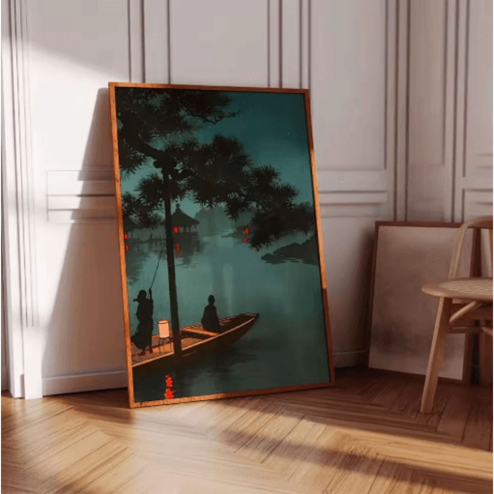 Frameless Japanese Pine Tree Wall Art Zen Nature Poster Print For Calm Interiors 4