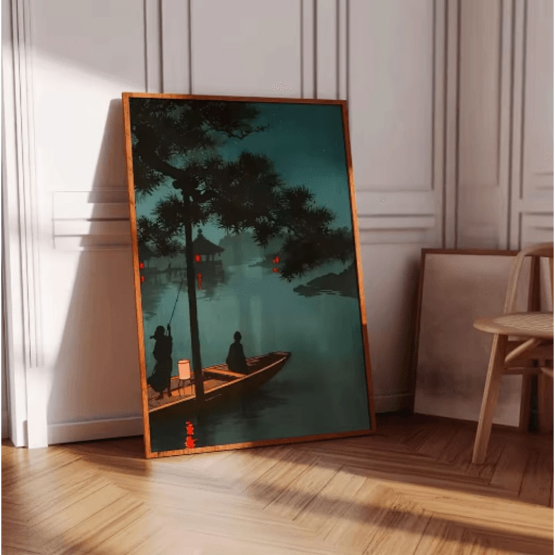 Frameless Japanese Pine Tree Wall Art Zen Nature Poster Print For Calm Interiors 4