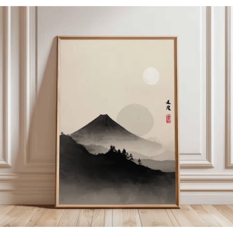 Frameless Japanese Pine Tree Wall Art Zen Nature Poster Print For Calm Interiors 7