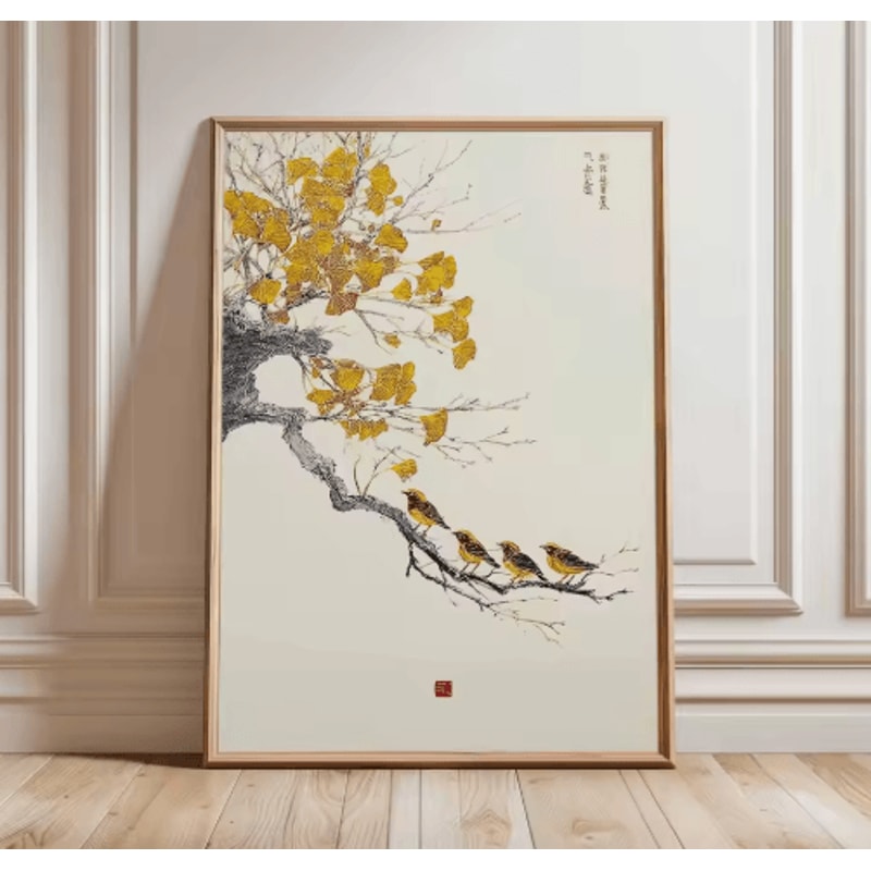 Frameless Japanese Pine Tree Wall Art Zen Nature Poster Print For Calm Interiors 8