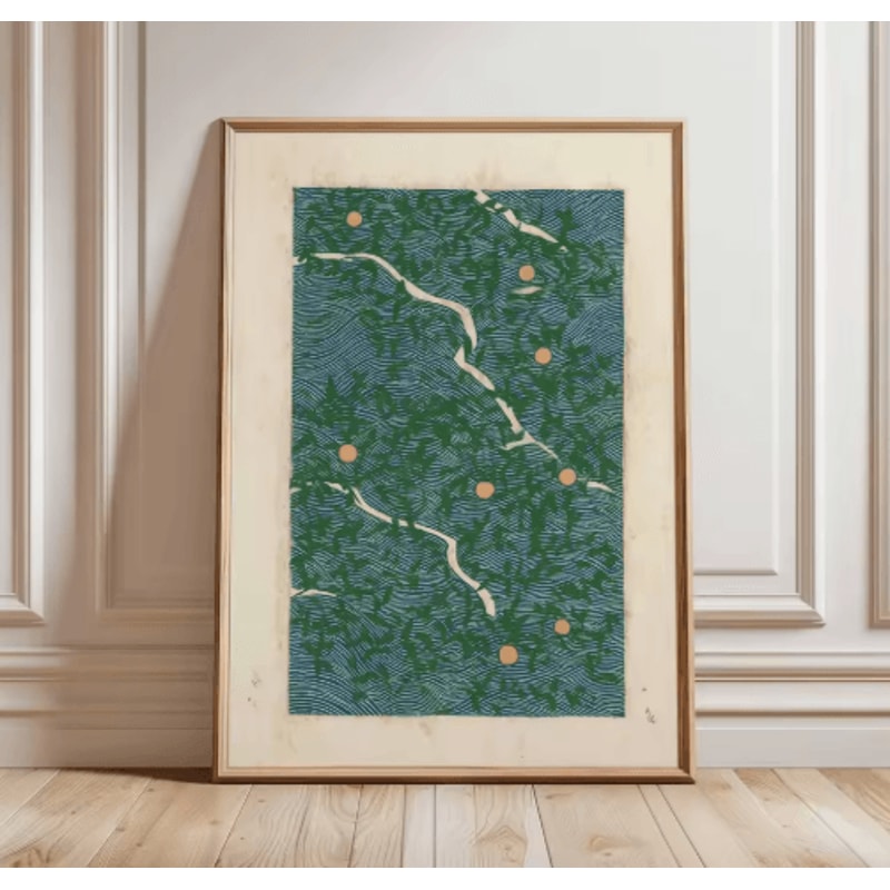 Frameless Japanese Pine Tree Wall Art Zen Nature Poster Print For Calm Interiors 16