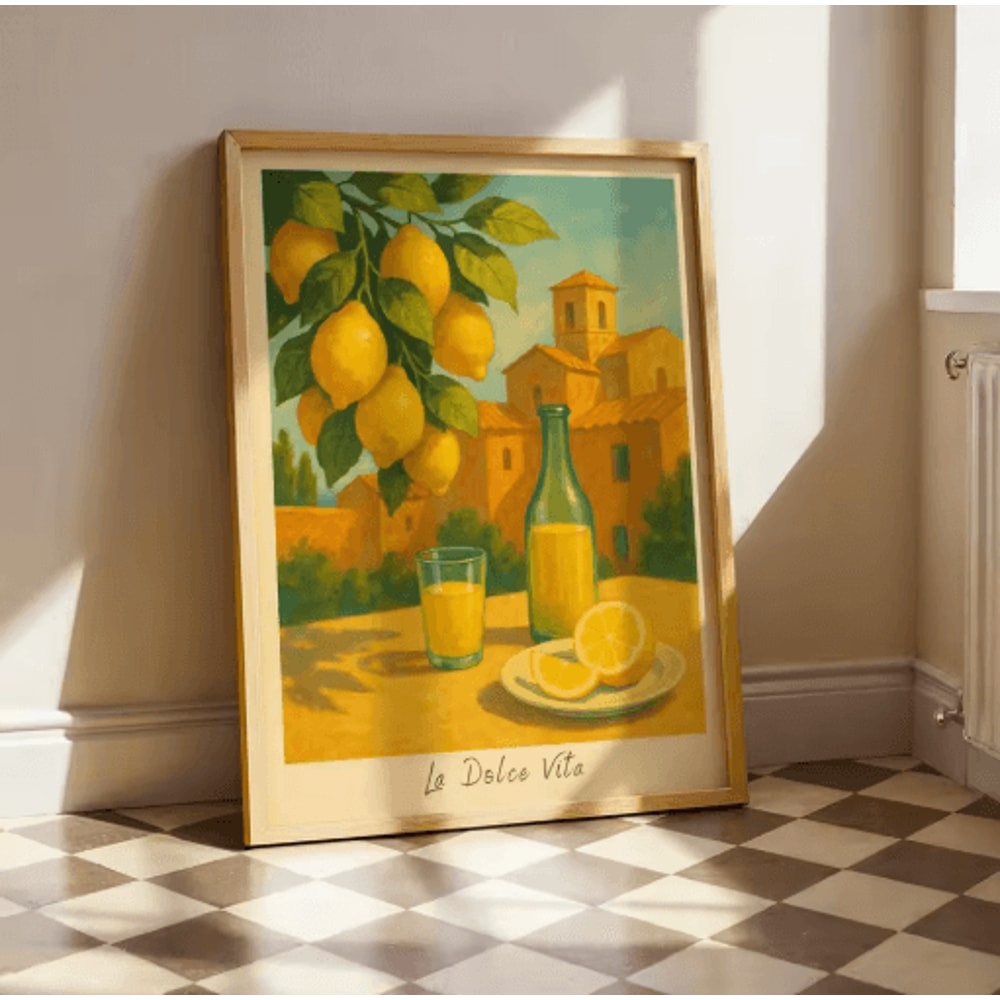 Italian Lemon Tree Wall Art Cottage Core Spring Landscape Canvas Print Unframed 4