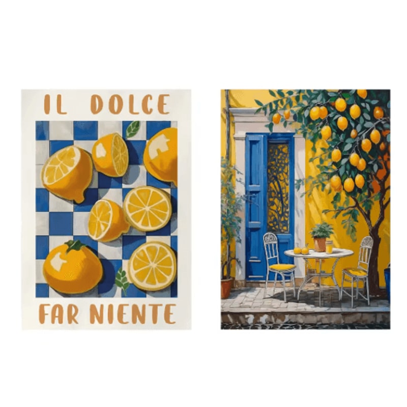 Italian Lemon Tree Wall Art Cottage Core Spring Landscape Canvas Print Unframed 14