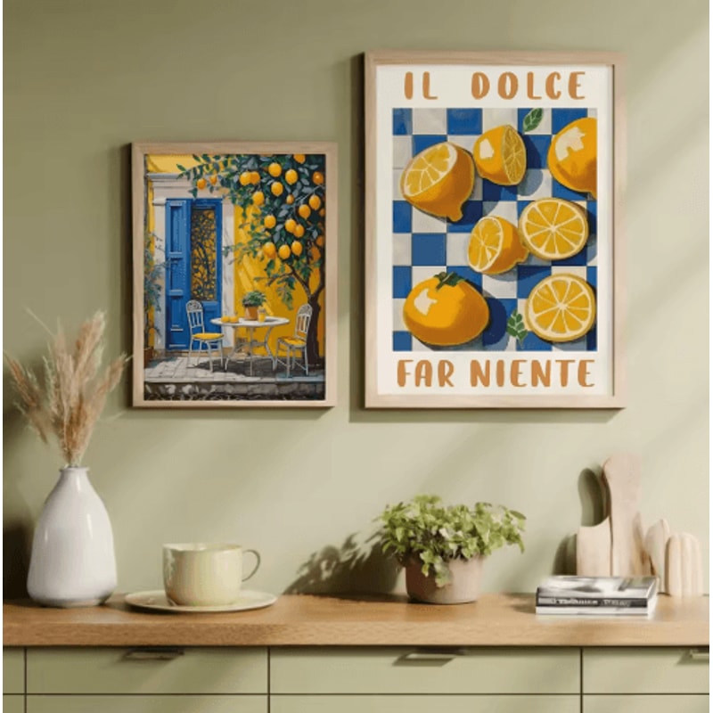 Italian Lemon Tree Wall Art Cottage Core Spring Landscape Canvas Print Unframed 16