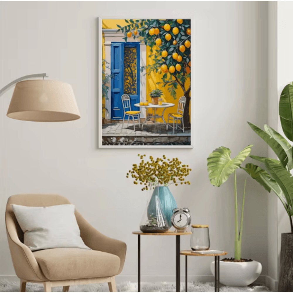 Italian Lemon Tree Wall Art Cottage Core Spring Landscape Canvas Print Unframed 17