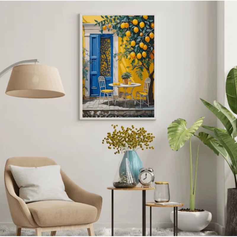 Italian Lemon Tree Wall Art Cottage Core Spring Landscape Canvas Print Unframed 17