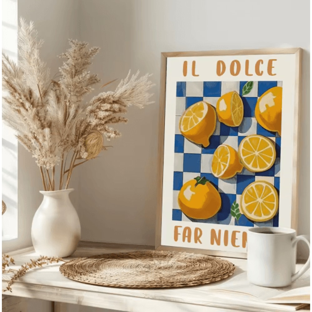 Italian Lemon Tree Wall Art Cottage Core Spring Landscape Canvas Print Unframed 18