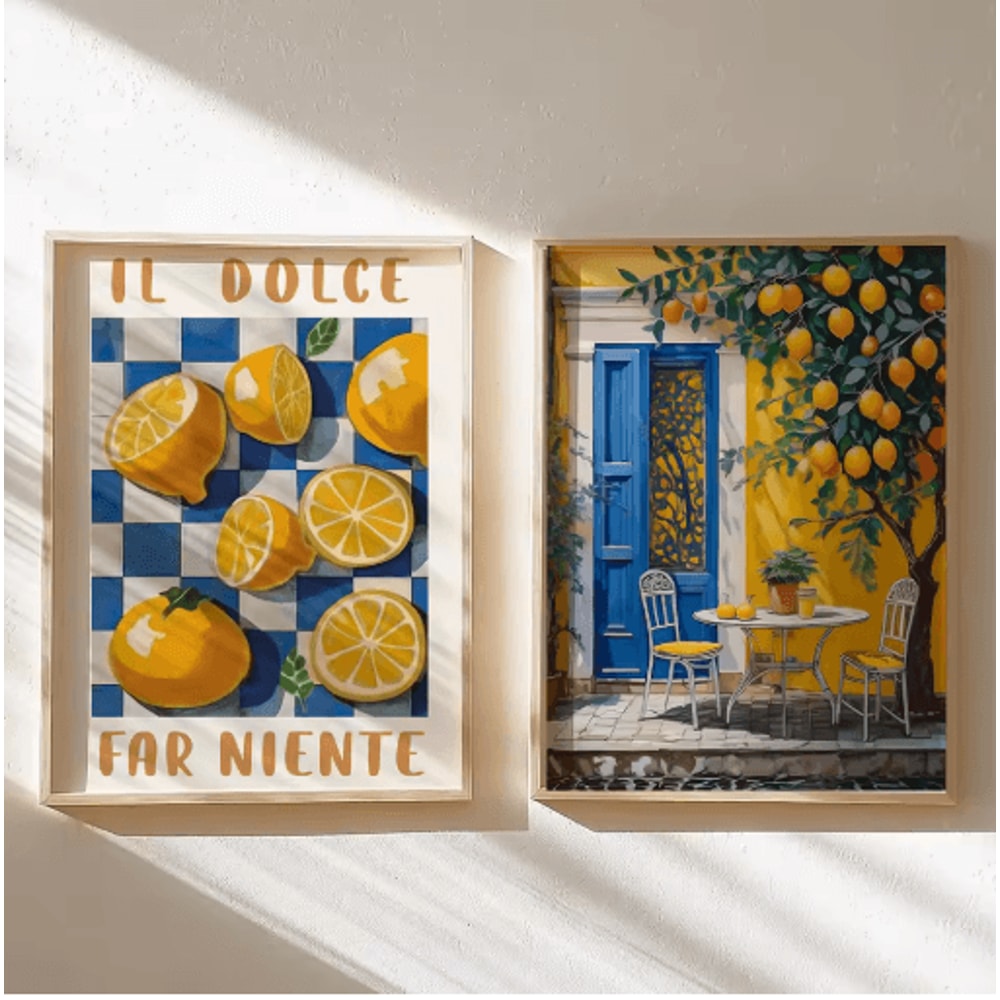 Italian Lemon Tree Wall Art Cottage Core Spring Landscape Canvas Print Unframed 0