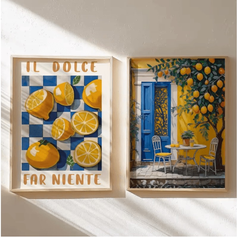Italian Lemon Tree Wall Art Cottage Core Spring Landscape Canvas Print Unframed 0