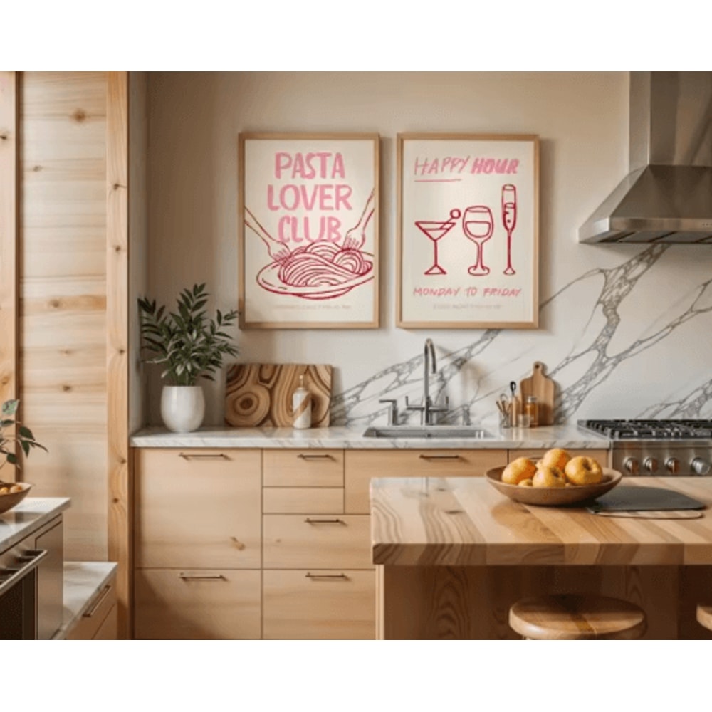 Cin Cin Cheers Cocktail Wall Art Pink Italian Food Happy Hour Kitchen Print 6