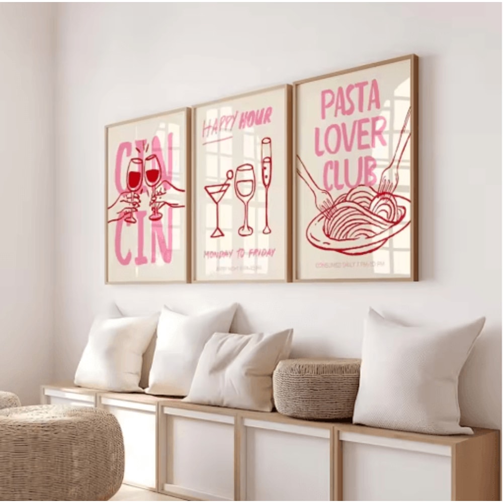 Cin Cin Cheers Cocktail Wall Art Pink Italian Food Happy Hour Kitchen Print 8