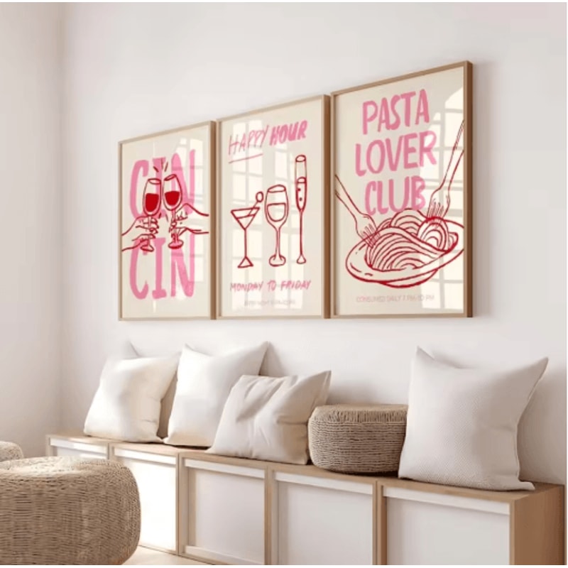 Cin Cin Cheers Cocktail Wall Art Pink Italian Food Happy Hour Kitchen Print 8