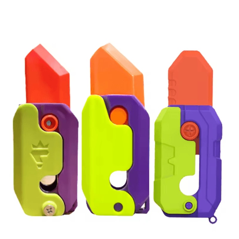 3D Printed Carrot Gravity Fidget Toy Knife Butterfly Folding Stress Relief Toy 1